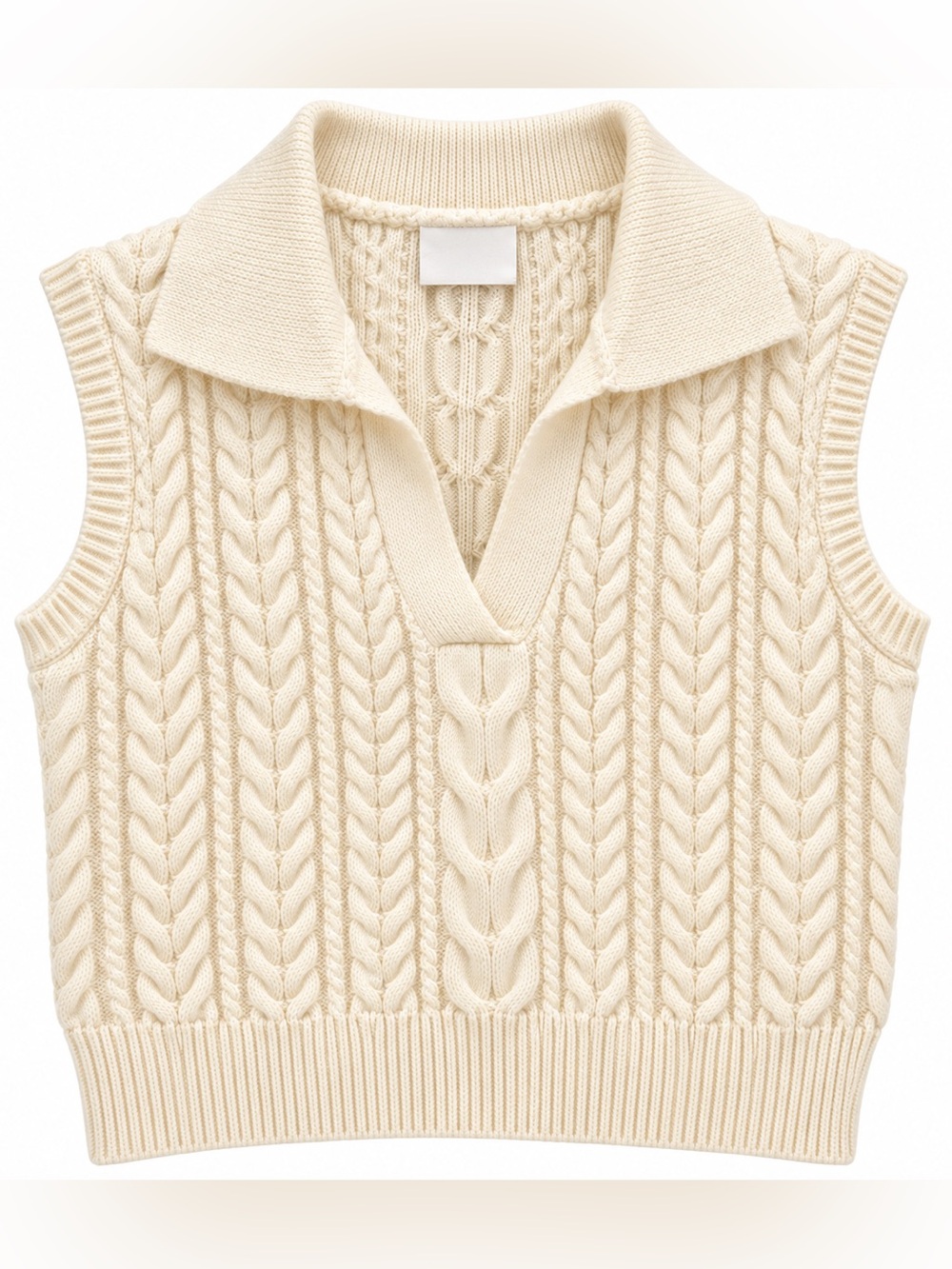 Sincerely Jules Cream Cable Knit Collared Sweater Vest XS NWOT